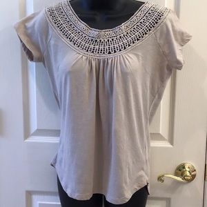 PrAna cotton blouse with beautifully sculpted neck